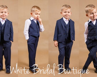 John - wedding suit,boy wedding outfit,Navy blue suit,Wedding boy outfit,Ring bearer suit,Ring bearer vest,Boy wedding suit,Boy grey suit