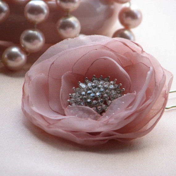 Items similar to Blush hair flower Blush hair clip Pink hair flower