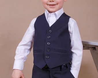 Wedding Boy Outfit Navy boy Vest Boy Suit Wedding Boy Formal Wear Boy Outfit Suit Boy Vest Navy Blue Suit Baby Suit Wedding Suit Boy Suit