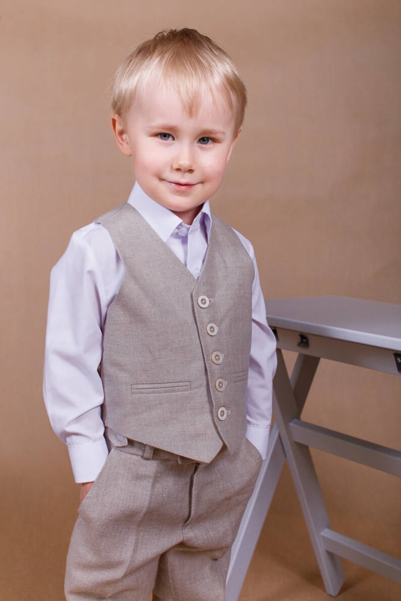 Wedding boy suit Ring bearer outfit Linen boy suit Wedding