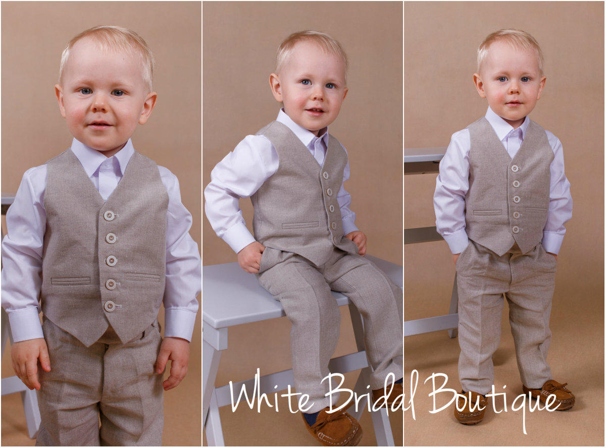 Ring Bearer Suit Linen Boy Outfit 