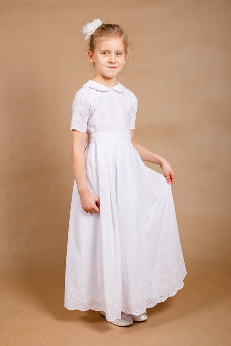 Ready to ship,Communion dress,First communion dress,Wedding girl dress,Communion cotton dress,Flower girls dress,First communion gowns image 4