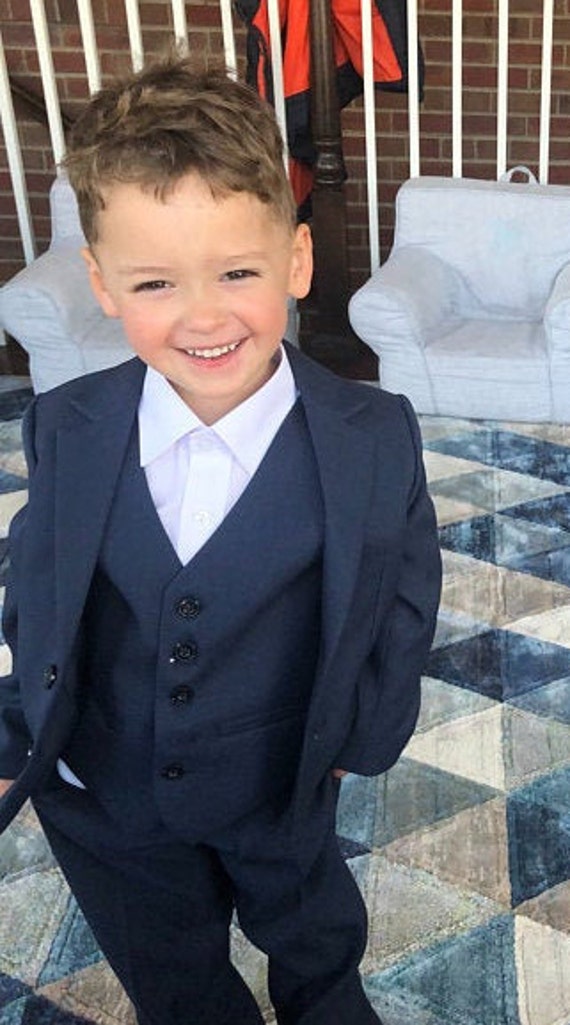 John Ring Bearer Outfit Wedding Boy Suit Wedding Suit Wedding Boy Outfit  Toddler Suit Navy Boy Suit Baby Boy Baby Boy Suit Boy Navy Suit 