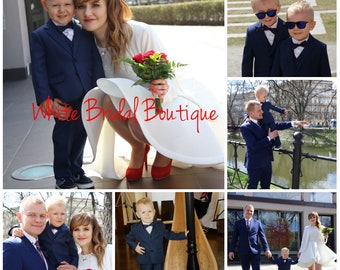 John - 4 pcs.boy suit Navy wedding suit Wedding suit Boy wedding suit Wedding outfit Wedding boy outfit Ring bearer suit Ring bearer outfit