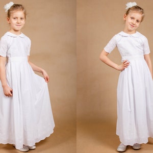 Ready to ship,Communion dress,First communion dress,Wedding girl dress,Communion cotton dress,Flower girls dress,First communion gowns image 1