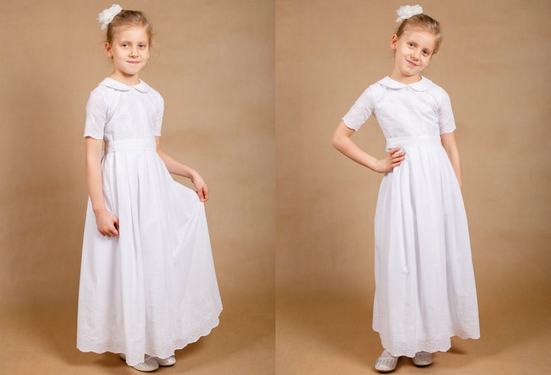 Ready to ship,Communion dress,First communion dress,Wedding girl dress,Communion cotton dress,Flower girls dress,First communion gowns image 1