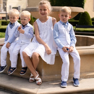 Linen boy suit Wedding ring bearer suit Wedding boy outfit Boy formal suit Ring bearer outfit Linen vest Wedding vest Ring bearer vest