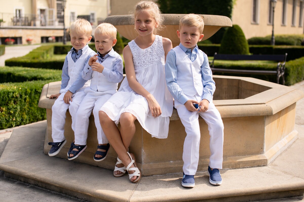 Boys Khaki Linen Suit for Ring Bearers, Beach Weddings main image 1