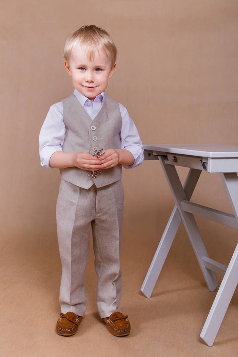 Wedding boy suit Ring bearer outfit Linen boy suit Wedding