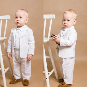 Baptism outfit Blessing suit Linen pants Baby boy suit Baptism suit Ring bearer outfit Wedding boys outfit Toddler suit Baby linen outfit