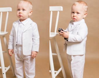 Baptism outfit Blessing suit Linen pants Baby boy suit Baptism suit Ring bearer outfit Wedding boys outfit Toddler suit Baby linen outfit