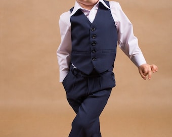 Liam - boy outfit,Ring bearer suit,Children suit,Navy blue suit,Wedding suit,Baby suit,Wedding outfit,Boy suit,Boy vest,Boy outfit,Boy pants