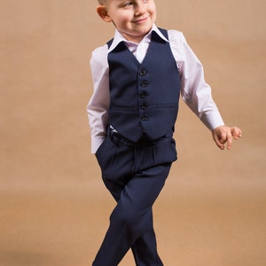 Liam boy suit,Navy blue wedding suit,Boy wedding outfit,Ring bearer suit,Baby boy suit,Wedding outfit,Toddler suit,Children wedding suit image 9