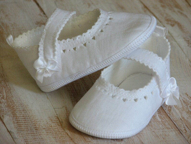 Newborn Baby Shoes Baby Ballet Slippers Baptism Shoes White Etsy
