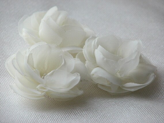 Set of 3 ivory hair flowers Bridal hair flower Wedding ivory | Etsy
