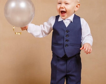 Liam -navy blue boy suit,Boy outfit,Navy outfit,Children suit,Ring bearer suit,Baby outfit,Toddler suit,Grey wedding,Christmas suit