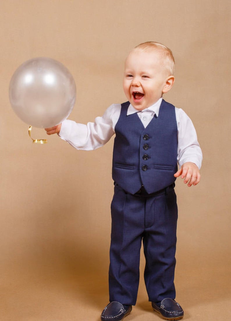 Liam boy suit,Navy blue wedding suit,Boy wedding outfit,Ring bearer suit,Baby boy suit,Wedding outfit,Toddler suit,Children wedding suit image 4