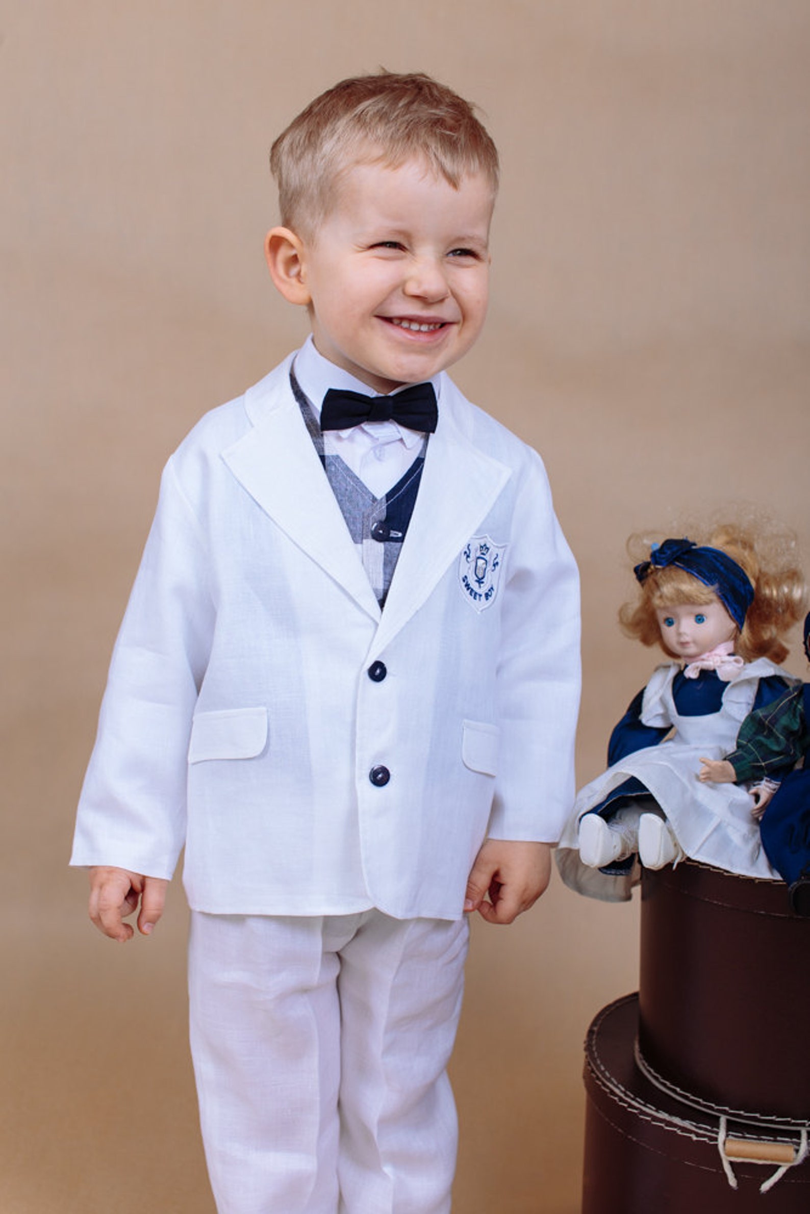 Linen boy suit Baptism suit Ring bearer outfit Children Etsy