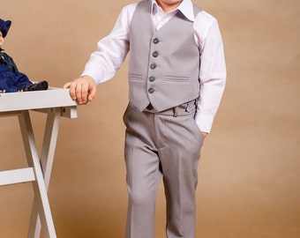 Liam - Boy suit,Wedding suit,Boy outfit,Ring bearer suit,Baby suit,Wedding outfit,Toddler suit,Navy suit,Grey bou suit,Boy vest,Suit wedding