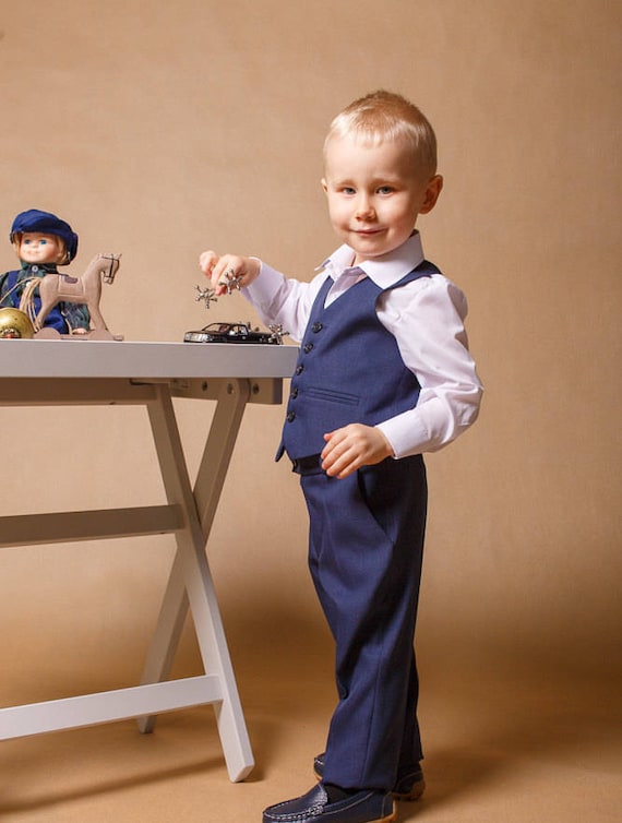 Liam boy suit Navy blue wedding suit Boy wedding outfit Ring bearer suit Baby boy suit Wedding outfit Toddler suit Children wedding suit