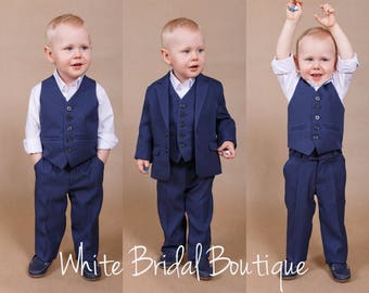 John-navy blue suit,Boy outfit,Ring bearer suit,Wedding outfit,Baby suit,Ring bearer,Baby boy vest,Gray boy suit,Baby wedding outfit,Wedding