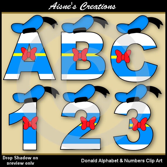 Donald Alphabet Letters & Numbers Clip Art Graphics Il_570xn