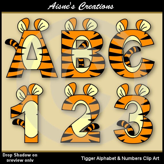 Tigger Alphabet Letters & Numbers Clip Art Graphics Il_570xn