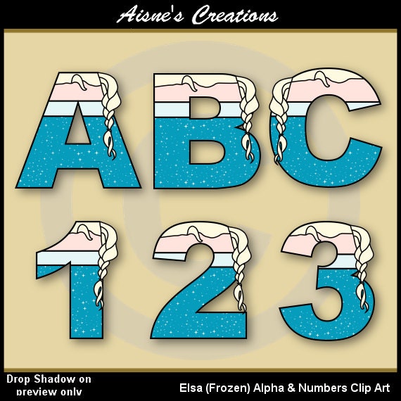 Elsa (Frozen) Alphabet Letters & Numbers Clip Art Graphics Il_570xn