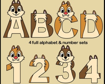 Chip 'n Dale Alphabet Letters & Numbers Clip Art