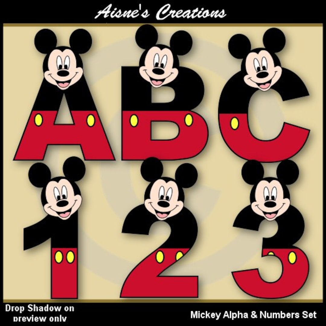 Mickey 2 Alphabet & Numbers Clipart Set - Etsy Mickey 2 Alphabet & Numbers Clipart Set - Etsy