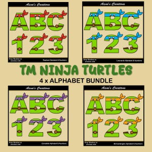 Ninja Turtles Alphabet Letters & Numbers PNG Bundle