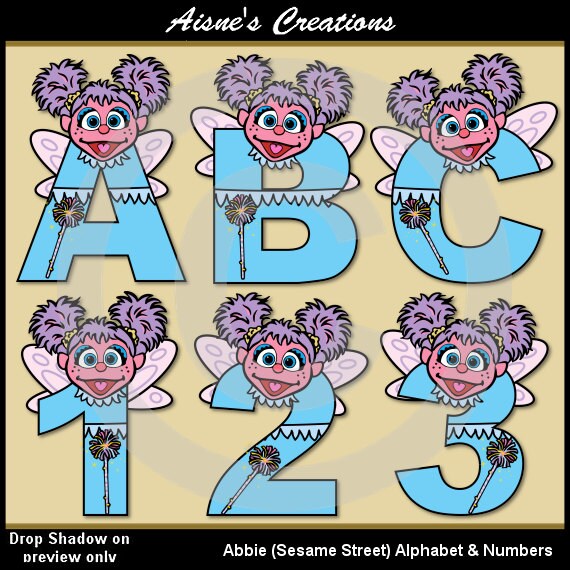 Abbie (Sesame Street) Alphabet Letters & Numbers Clip Art Graphics Il_570xn