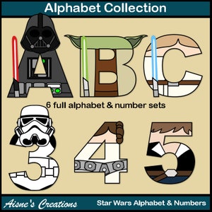 スターウォーズのアルファベット文字と数字のクリップアートグラフィック