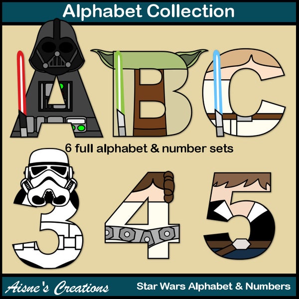 Star Wars Alphabet Letters & Numbers Clip Art Graphics