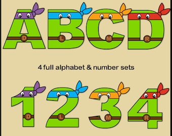 Ninja Turtles Alphabet Letters & Numbers Clip Art Graphics