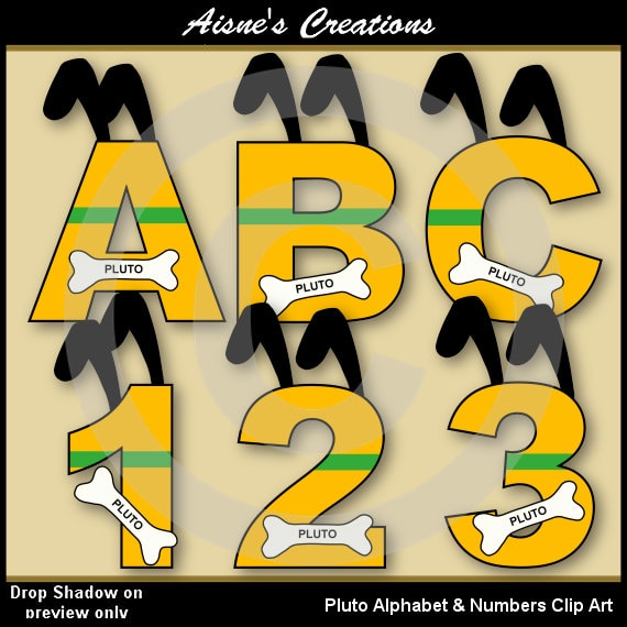 Pluto Alphabet Letters & Numbers Clip Art Graphics Il_570xn