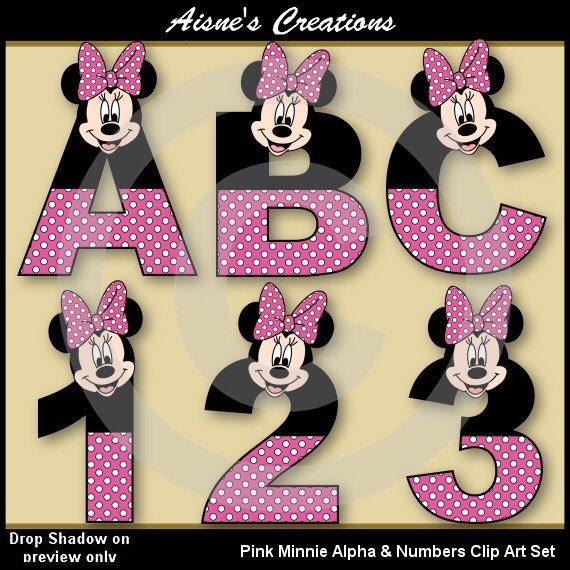Pink Minnie 2 Alphabet & Numbers Clip Art Set Il_570xn