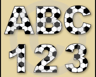 Soccer Alphabet Letters & Numbers Clip Art Graphics