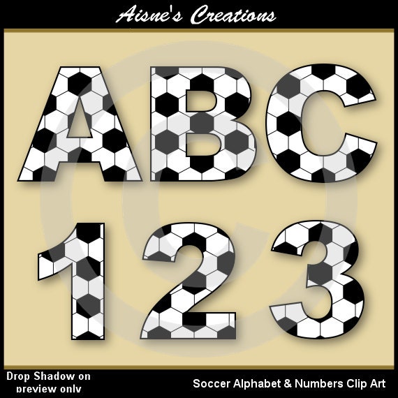 Soccer Alphabet Letters & Numbers Clip Art Graphics Il_570xn