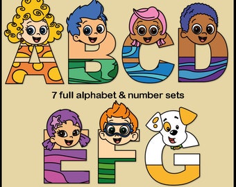 Bubble Guppies Alphabet Letters & Numbers Clip Art Graphics