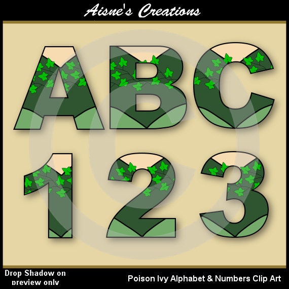 Poison Ivy (Batman) Alphabet Letters & Numbers Clip Art Graphics Il_570xn