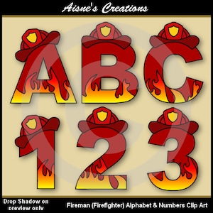 ClipArt di lettere e numeri dell'alfabeto del vigile del fuoco (vigile del fuoco).