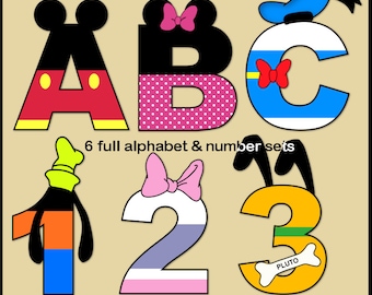 Mickey & Friends Alphabet Letters and Numbers Clip Art Pack