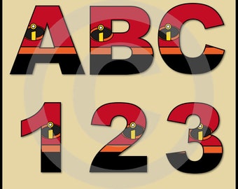 The Incredibles Alphabet & Numbers Clip art Graphics