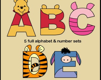 Winnie the Pooh Alphabet Letters & Numbers Clip Art Graphics