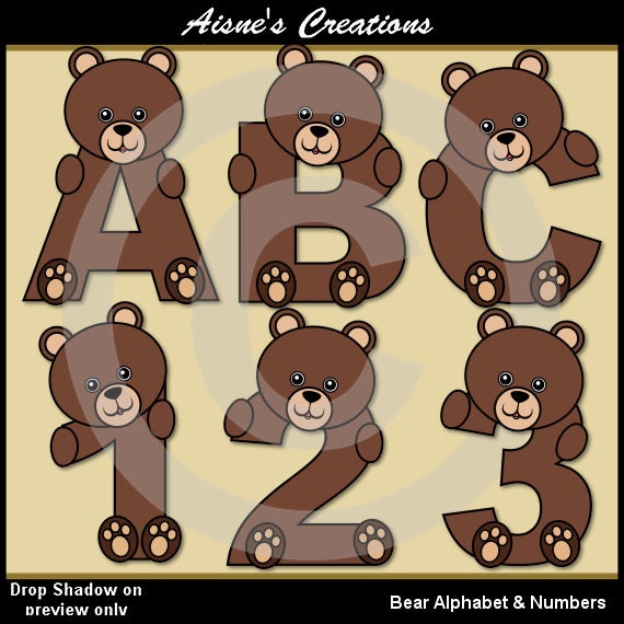 AlphaPals Bear Alphabet Letters & Numbers Clip Art Graphics Il_570xn