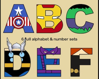 The Avengers Alphabet Letters and Numbers Clip Art Pack