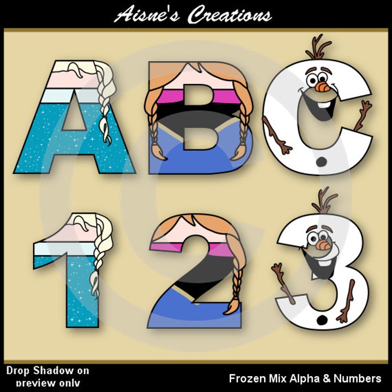 frozen alphabet letters numbers clip art graphics etsy