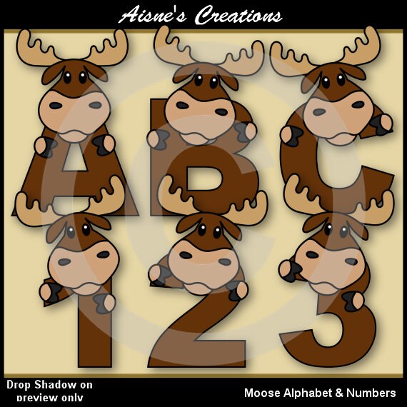 Moose Alphabet Letters & Numbers Clip Art Graphics Il_570xn