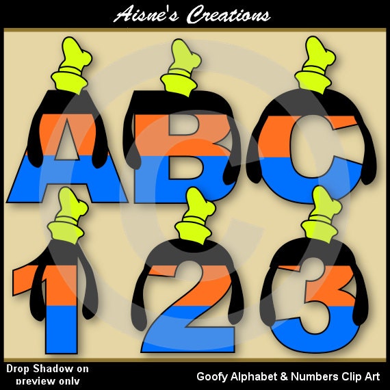 Goofy Alphabet Letters & Numbers Clip Art Graphics Il_570xn